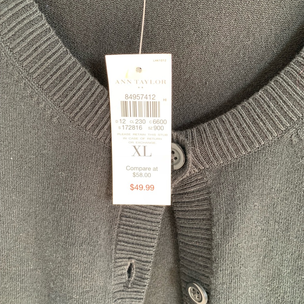 NWT: Ann Taylor Black Cardigan Short SleeveSize XL - Picture 3 of 4